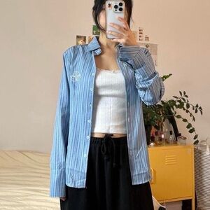 Blue Striped Button-Up Shirt